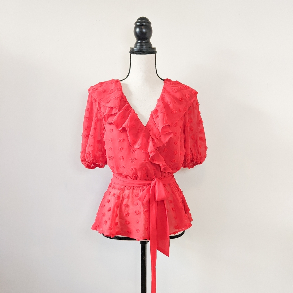 🦋LAST🦋 NWT A.Calin by Flying Tomato Red Ruffled Blouse 🌼